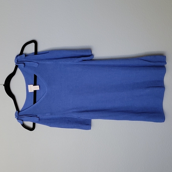 Chico's Tops - Chicos Sweet Twee Flirty Blue Knit Cold Tie Shoulder Top size 2 (medium)